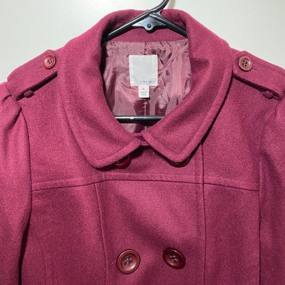 Halogen Women’s Burgundy Double Breasted Wool Blend Jacket Size M - Picture 3 of 9
